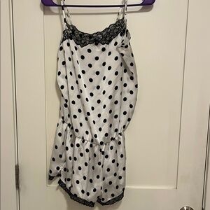 Polka Dot Satin Sleep Romper